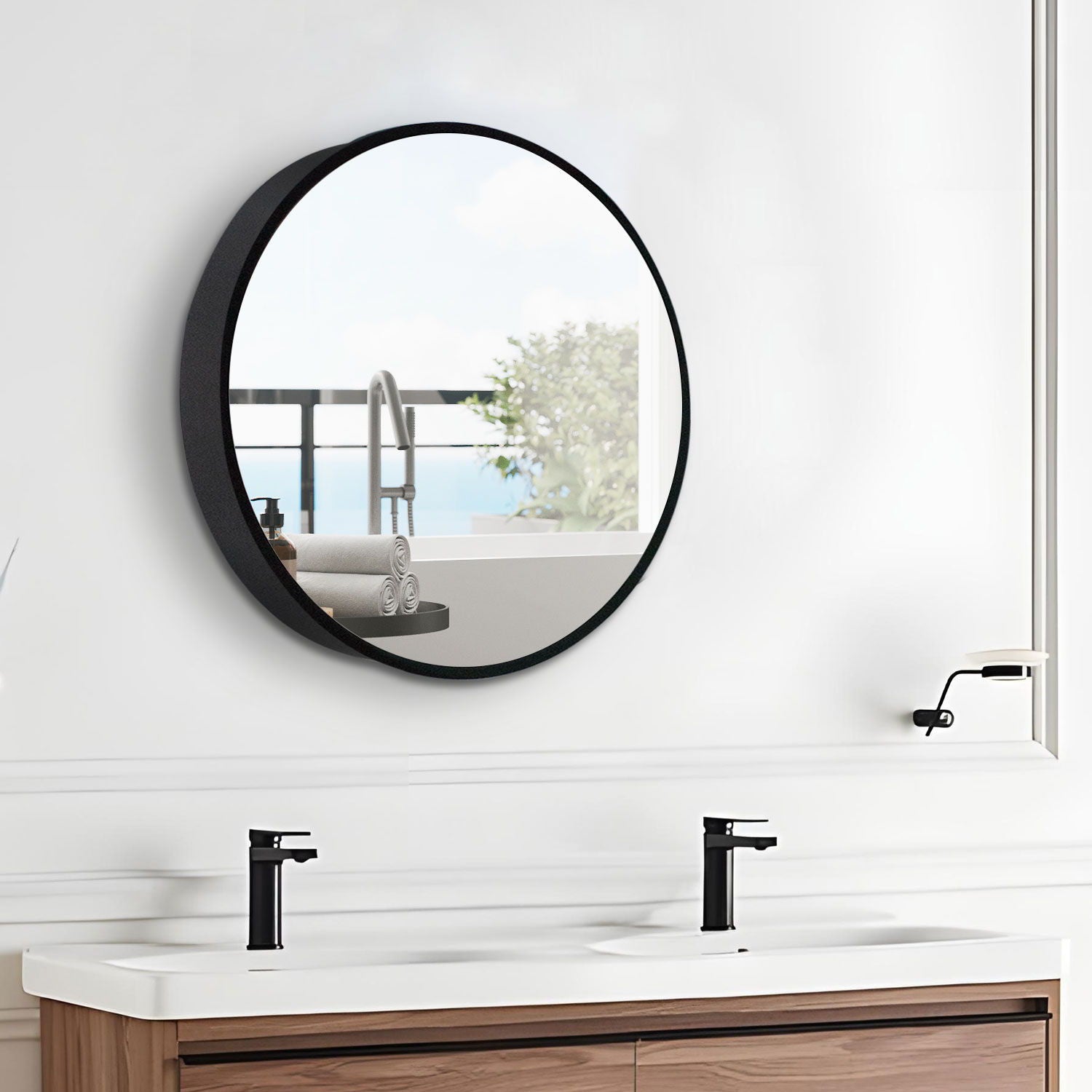 24X24 Black Metal Framed Wall Mount Bathroom Medicine Cabinet With Mi Varouj