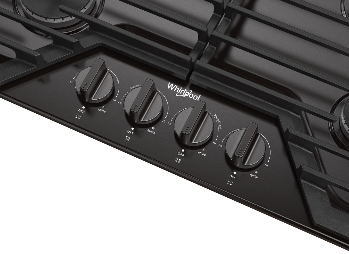 Whirlpool WCGK5030PV gas cooktop angle