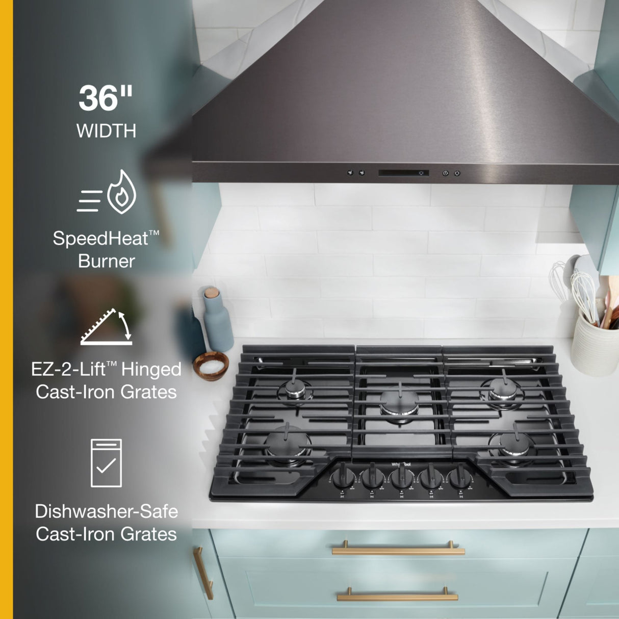Whirlpool WCGK5036PV grates detail