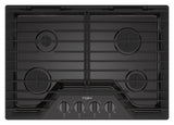 Whirlpool WCGK5030PV black stainless gas cooktop top view