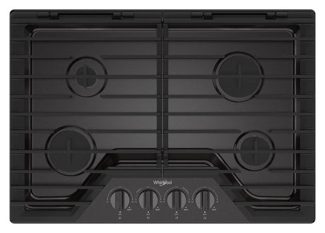 Whirlpool WCGK5030PV black stainless gas cooktop top view