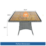 All-Weather Square Rattan Patio Dining Table