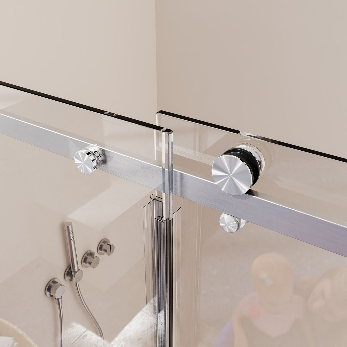 Frameless Single Sliding Shower Door, Sgcc Tempered Glass, Reversible