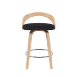 Sonia - Modern Swivel Counter Height Bar Stool - Patterned Oak Wood Finish
