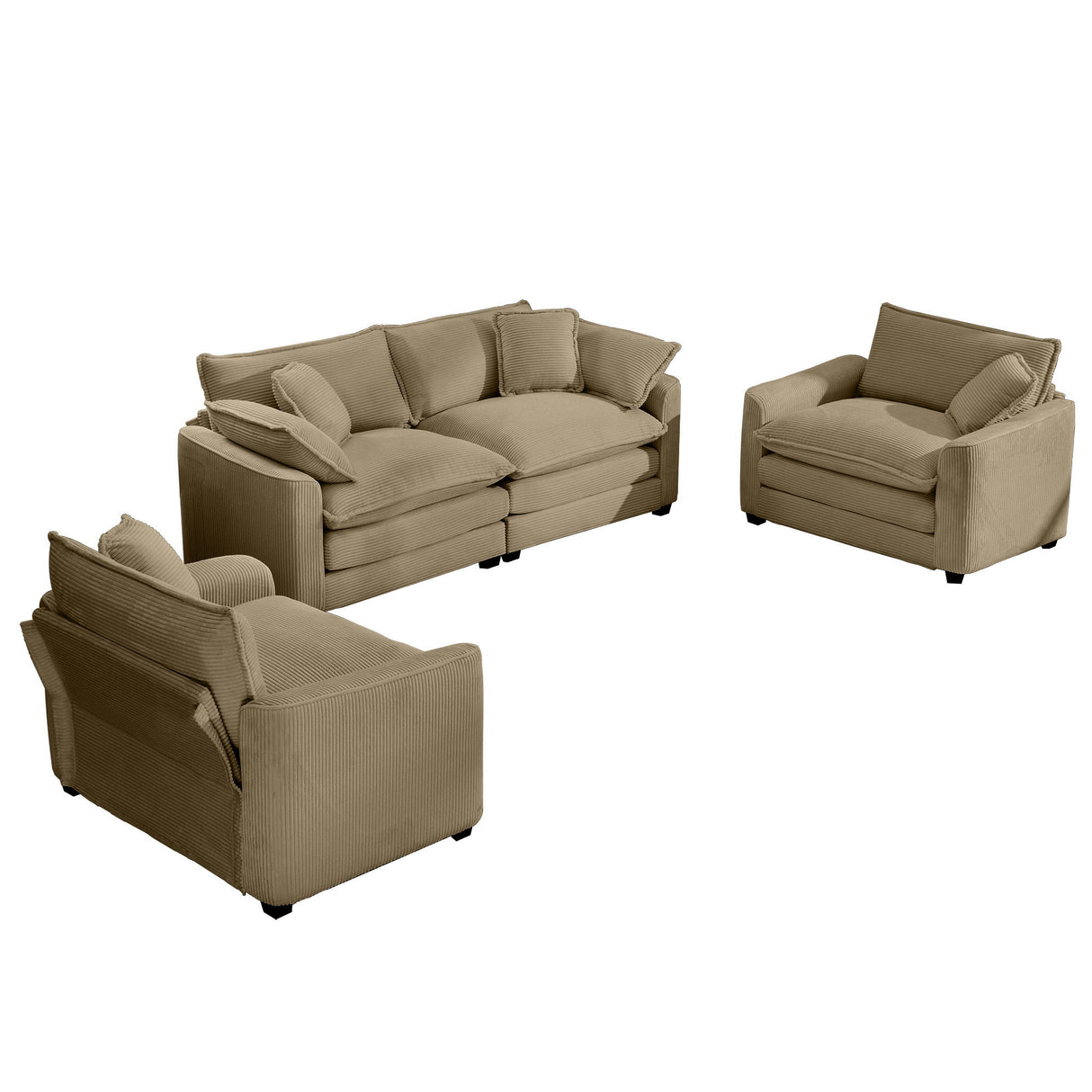 Elegant Corduroy Oversized Sectional Sofa Set With Deep Seats And Flexible Layout