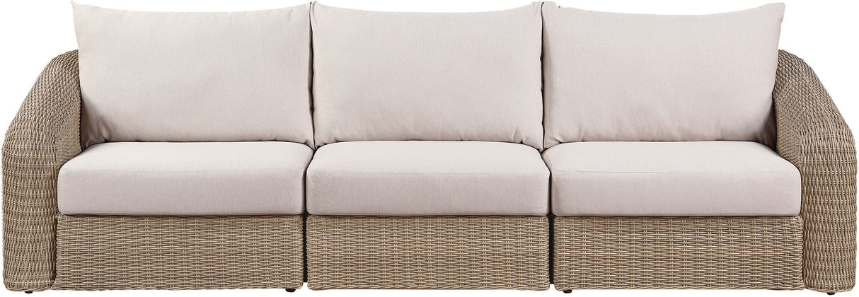 Seacrest - Olefin Water Resistant Fabric And Wicker 3 Piece Outdoor Patio Modular Sofa
