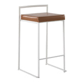 Fuji - Contemporary Stackable Counter Stool (Set of 2) - White Frame