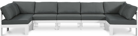 Nizuc - Outdoor Patio 7 Piece Modular Sectional With White Frame