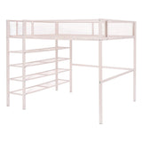 Loft Bed With 4 Tier Shelves And Storage