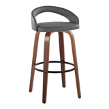 Grotto - Upholstered Fixed-Height Barstool (Set of 2) - Walnut Wood