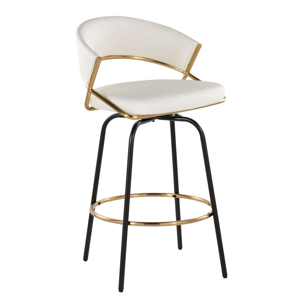 Jie - 26" Fixed-Height Counter Stool With Swivel - Gold Metal (Set of 2)