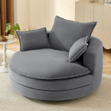 360° Swivel Accent Barrel Chair With Dual Layer Cushion And 3 Removable Pillows
