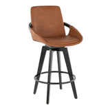 Cosmo - Fixed-Height Counter Stool (Set of 2) - Black Bamboo Base, Black Footrest