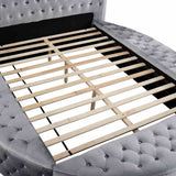 Glam Button Tufted Wingback Round Bed With Storage And USB Ports