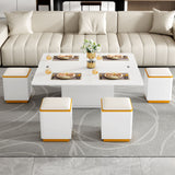 Lift Top Coffee Table With 4 Storage Stools