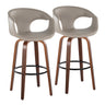 Curvo - 30" Fixed-Height Barstool With Swivel And Round Metal Footrest (Set of 2) - Walnut Wood