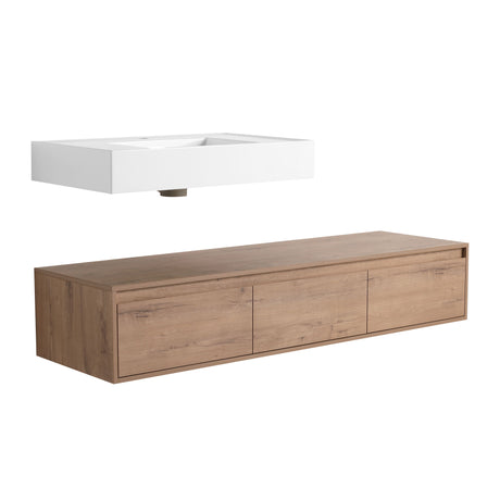 Modern Wall Mounted Bathroom Vanity With Resin Sink And Soft Close Drawer