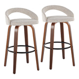 Grotto - Upholstered Fixed-Height Barstool (Set of 2) - Walnut Wood