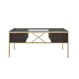 Yumia - Writing Desk - Gold & Walnut
