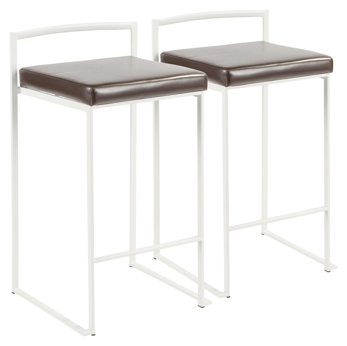 Fuji - Contemporary Stackable Counter Stool (Set of 2) - White Frame