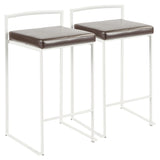 Fuji - Contemporary Stackable Counter Stool (Set of 2) - White Frame