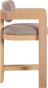 Sacha - Linen Stool With Natural Base