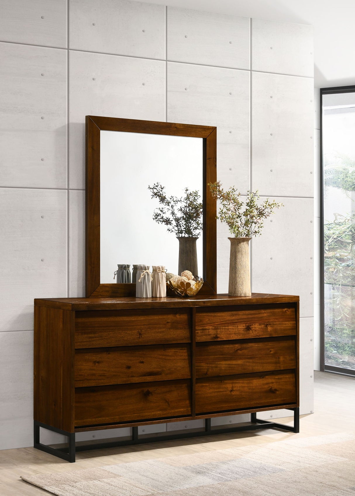 Reed - Mirror - Antique Coffee