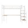 Loft Bed & L-Shaped Desk, Large Storage Space