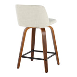 Toriano - 24" Fixed-Height Counter Stool (Set of 2) - Walnut & Black Base