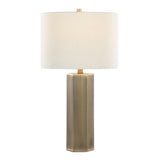 Huit - 26" Metal Table Lamp (Set of 2) - Antique Brass And White Linen