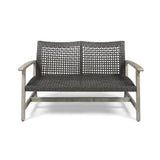 Hampton - Outdoor Wood And Wicker Loveseat - Gray