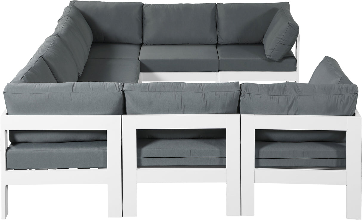 Nizuc - Outdoor Patio 8 Piece Modular Sectional With White Frame