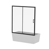 Sliding Shower Door For Bathtub - Matt Black