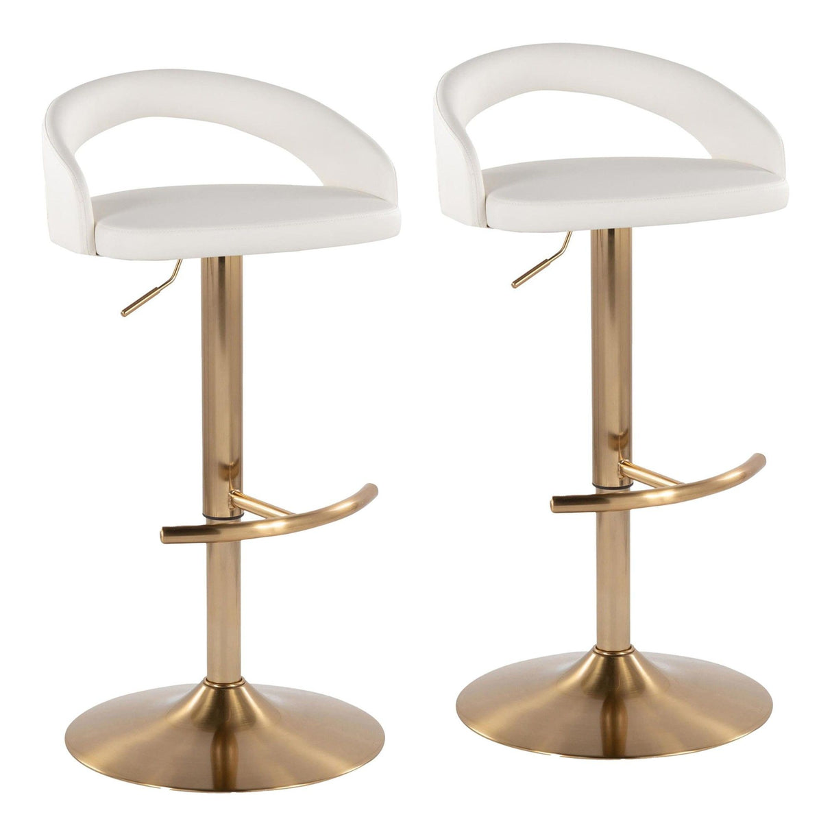 Grotto - Upholstered Adjustable Barstool - Gold Metal Base