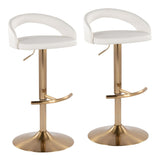 Grotto - Upholstered Adjustable Barstool - Gold Metal Base