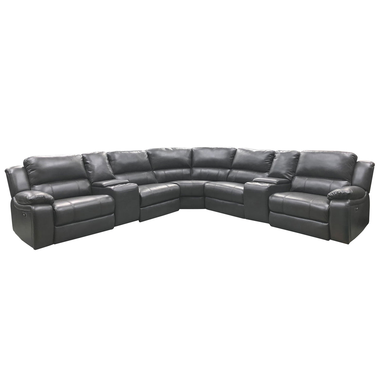 Power Reclining Sectional Sofa With 3 Adjustable Recliners, USB Ports & Cup Holders, Oversized Seating For Living Room - Black