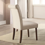 Gasha - Side Chair Set of 2) - Beige Linen & Walnut