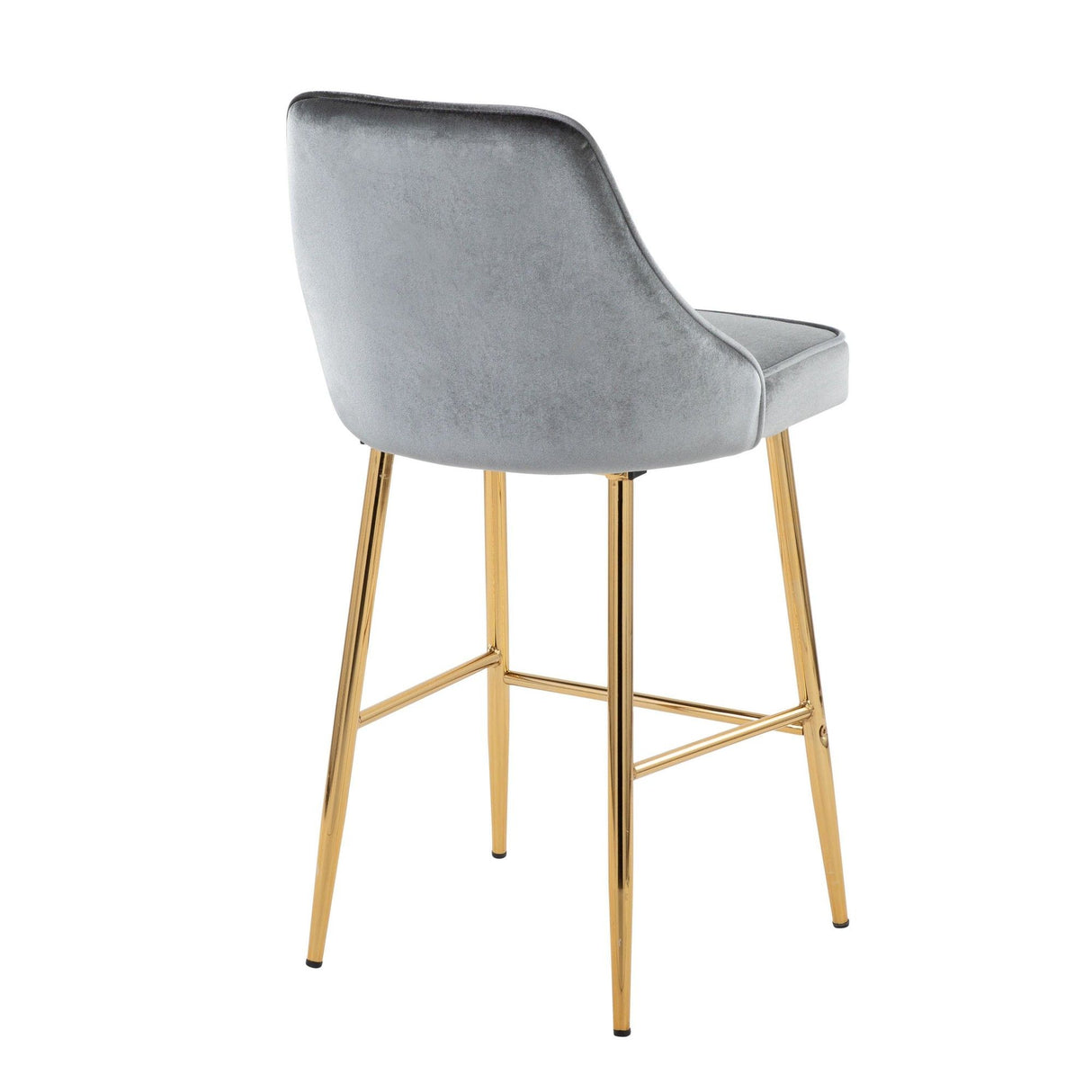 Marcel - 25" Glam Fixed-Height Counter Stool (Set of 2) - Gold Metal And Blue Velvet