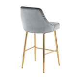 Marcel - 25" Glam Fixed-Height Counter Stool (Set of 2) - Gold Metal And Blue Velvet