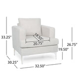 Upholstered Fabric Club Chair With Iron Legs - Beige