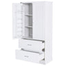 Tall Bathroom Storage Cabinet With 2 Doors And Drawers, Adjustable Shelf