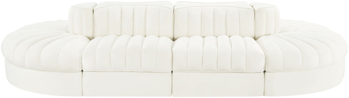 Rummi - Oval Velvet Performance Fabric Upholstered 8 Piece Modular Sectional
