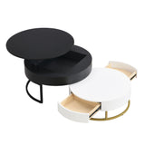 Modern Round Lift-Top Nesting Coffee Tables With 2 Drawers