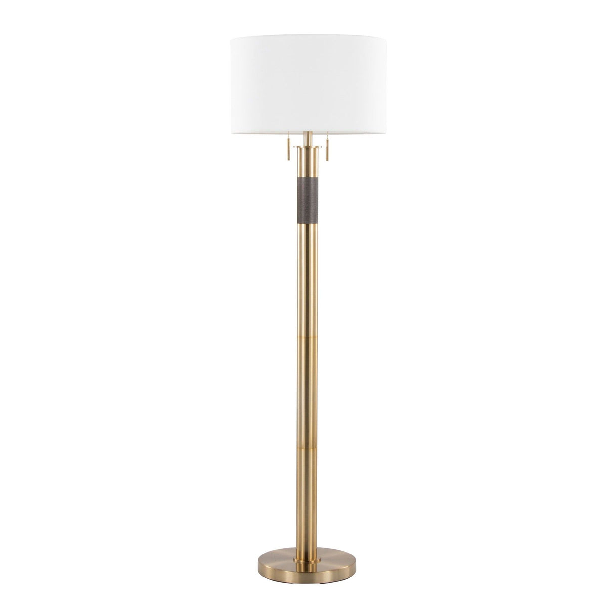 Trophy - Glam Floor Lamp - Gold Metal And White Linen Shade