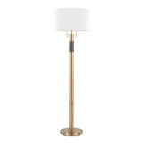 Trophy - Glam Floor Lamp - Gold Metal And White Linen Shade