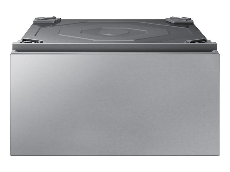 Bespoke 27" Laundry Pedestal with Storage Drawer in Silver Steel - (WE502NTUS)