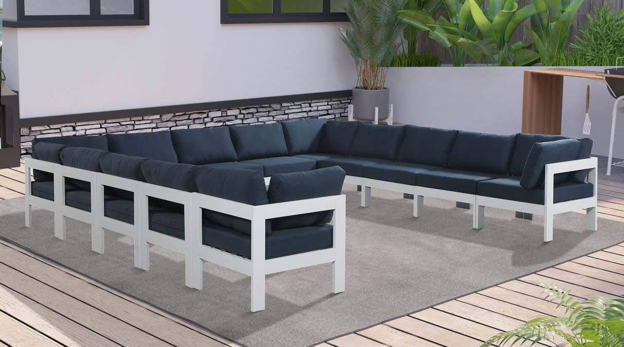Nizuc - Outdoor Patio 13 Piece Modular Sectional With White Frame