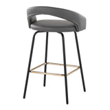 Grotto - Upholstered Fixed-Height Counter Stool - Black Metal