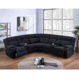 Manual Motion Reclining Sectional LAF / RAF Loveseat With Consoles Cup Holders Upholstered Living Room - Black