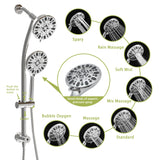 Multi Function Dual Shower Head Shower System With 4.7" Rain Showerhead, 7 Function Hand Shower, Adjustable Slide Bar